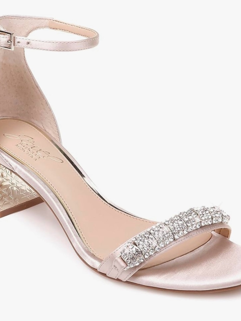 Crystal-Embellished Satin Ankle-Strap Sandals size 6.5 New